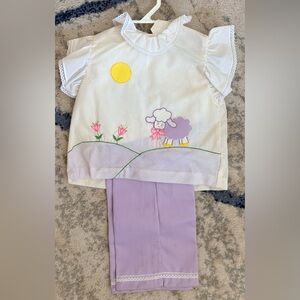 Cute Sheep Embroidered Baby Outfit